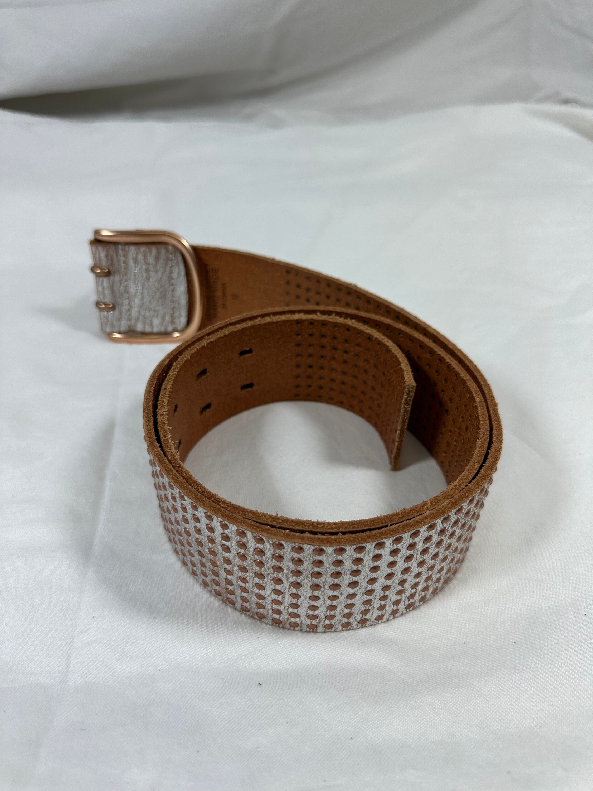 Vintage Hand Made LINEA PELLE Leather Belt With Studs Medium  display picture 2