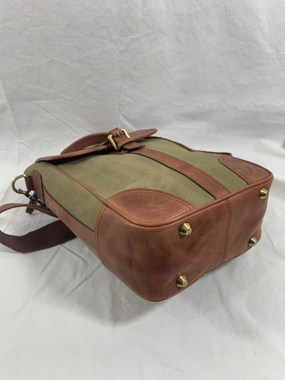 Genuine vintage canvas and tan leather messenger bag … Gem