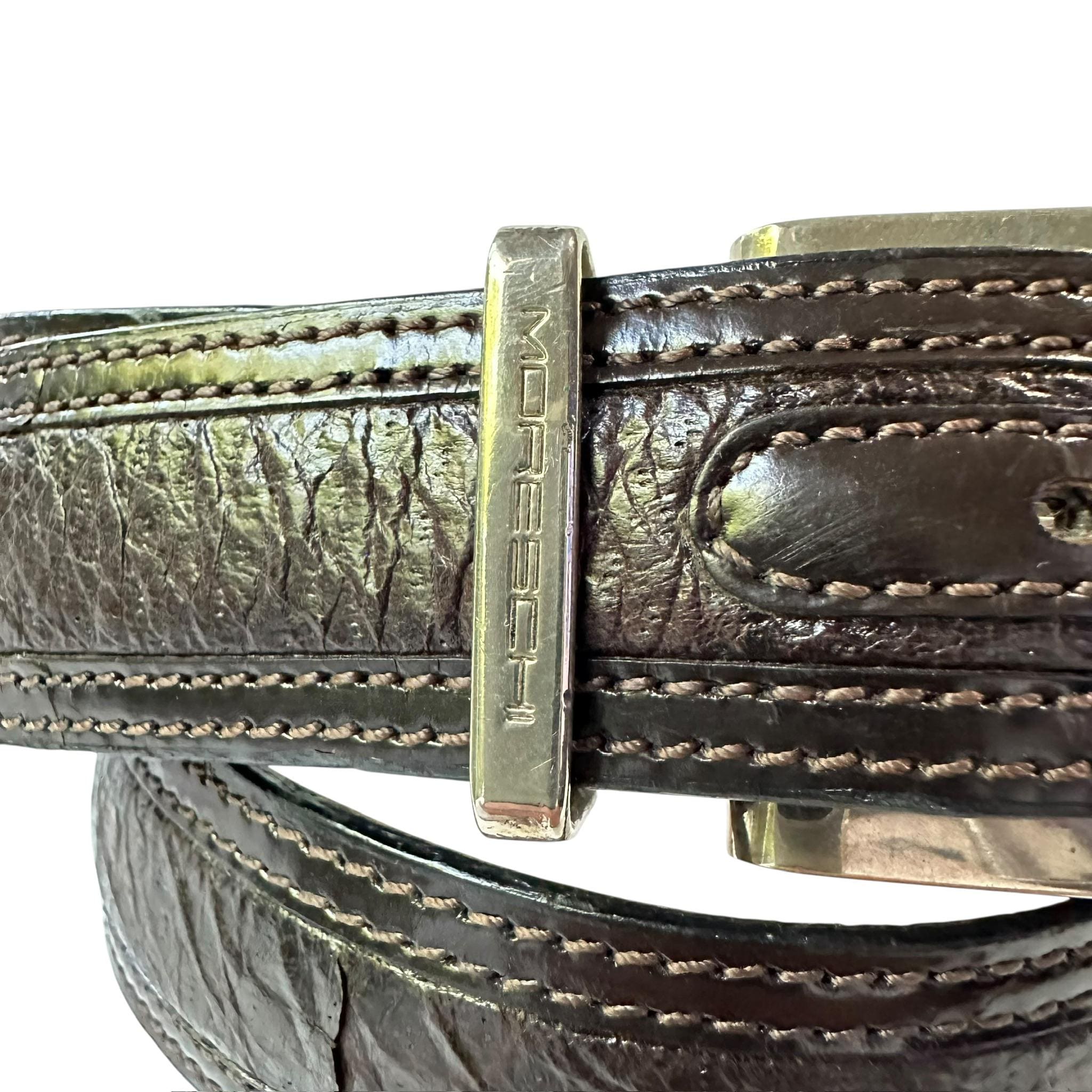 Reserved Vintage MORESCHI Brown Genuine Peccary Leather Belt for