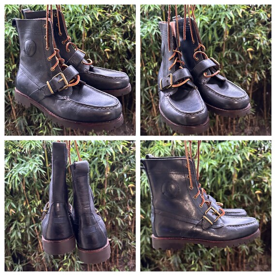 Vintage Men POLO Country Dark Navy Blue Ranger Lace up Buckle Boots 7 Etsy Canada