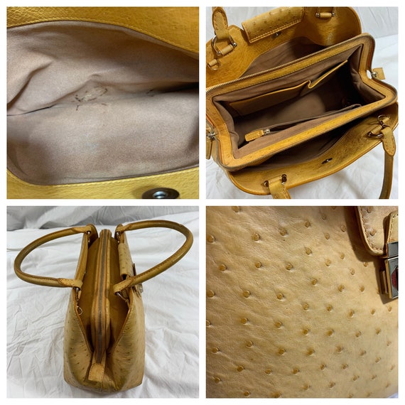 DISSONA Vintage Ostrich Skin Satchel Bag Purse