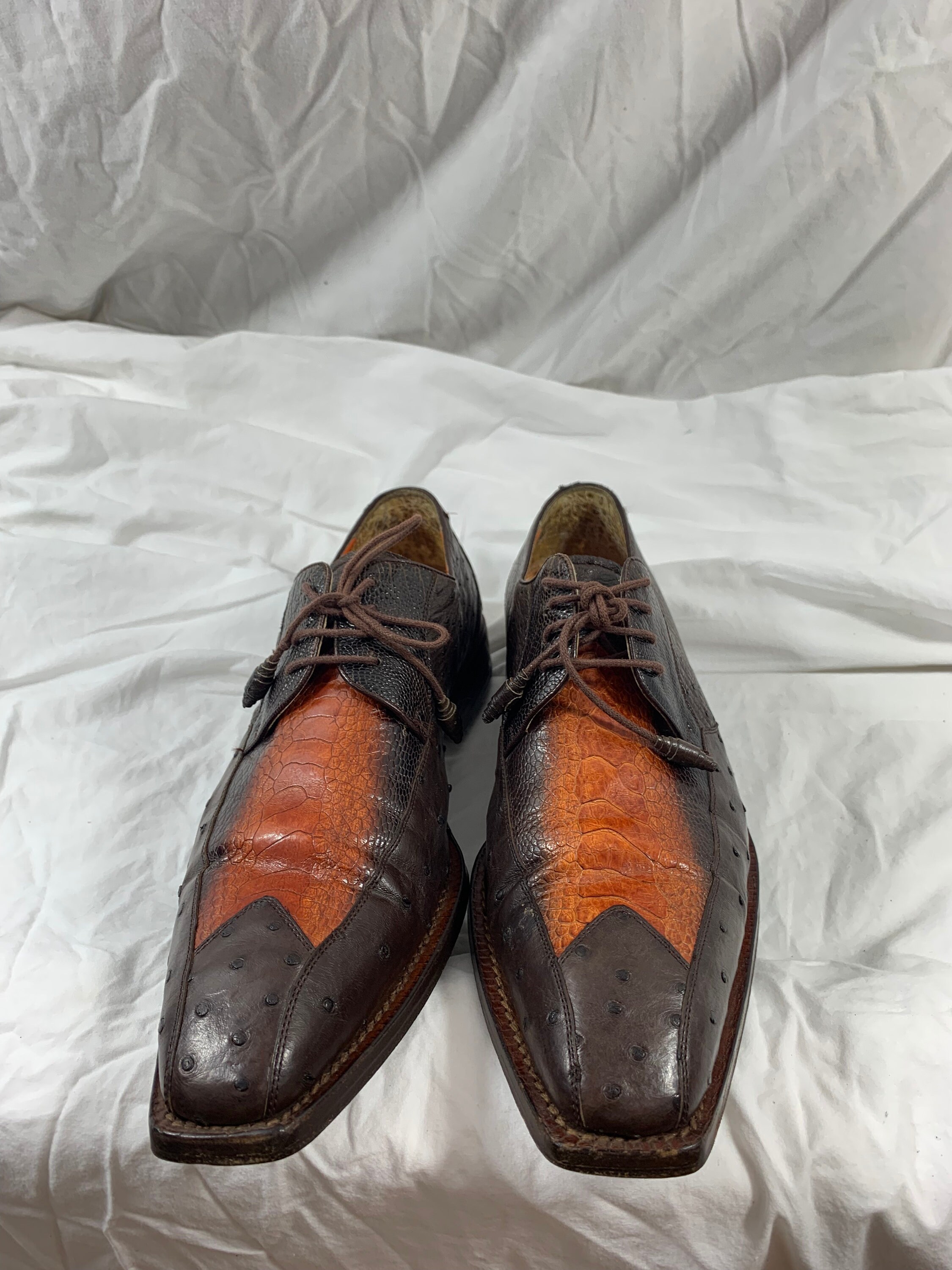 Mezlan platinum ostrich shoes clearance