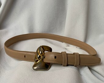 Nice vintage ILANA GOOR beige leather belt with buckle small