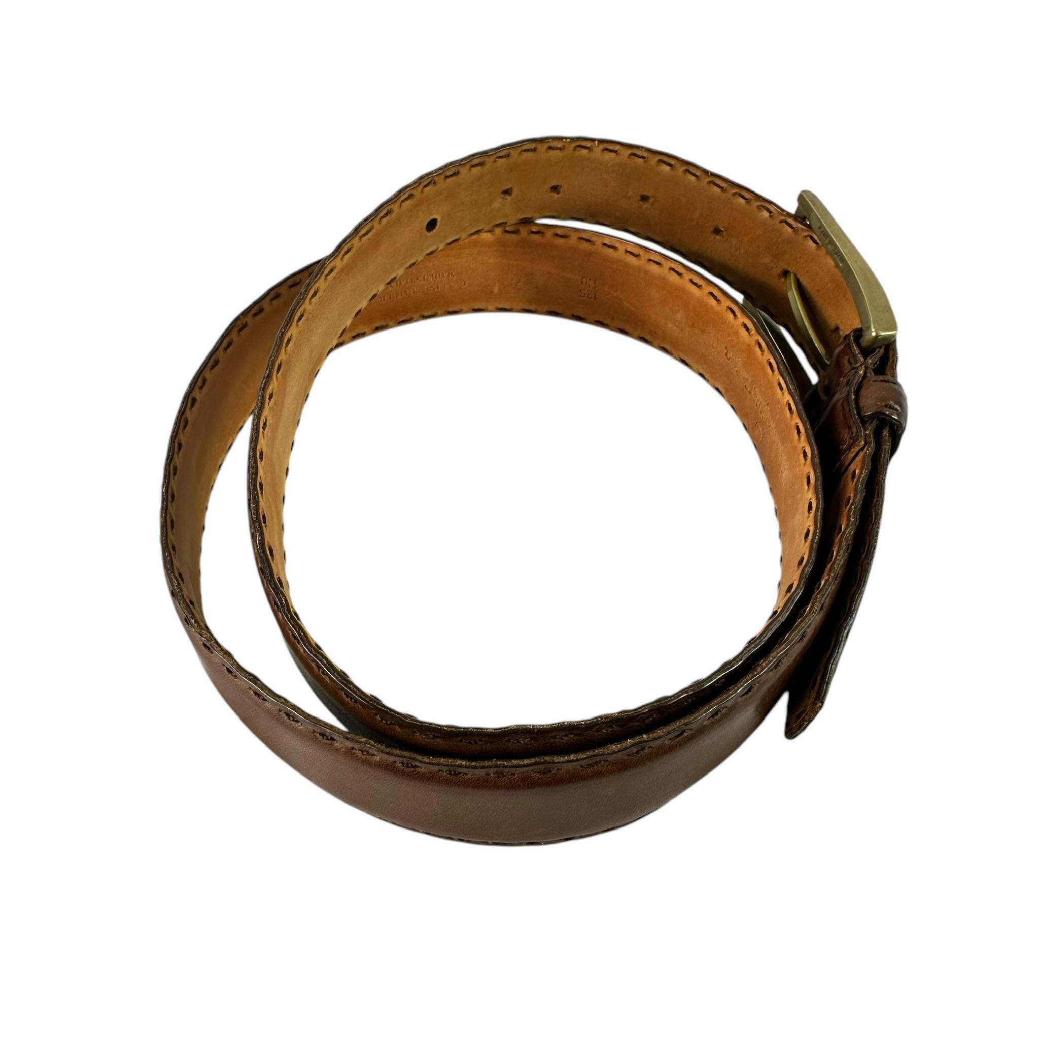 ERMENEGILDO ZEGNA Brown Stitch Leather Dress Belt Made In Italy 42 XL ERMENEGILDO ZEGNA Brown Stitch Leather Dress Belt Made in  main image 3