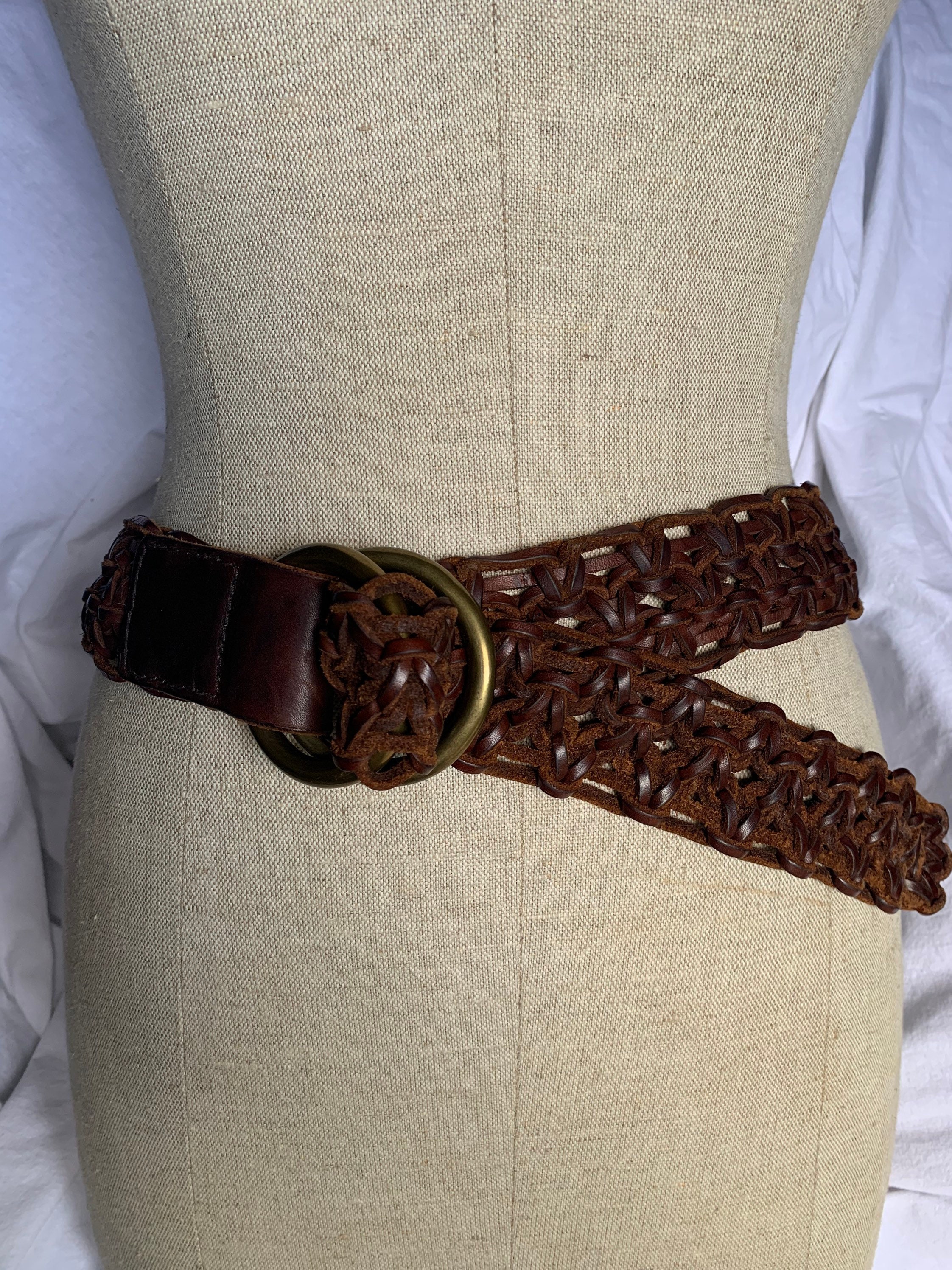 Vintage Lucky Brand Braided Weave Distressed Belt Size 26 Lucky Brand Studded Embroidered Leather Belt Size M | eBay main image 4