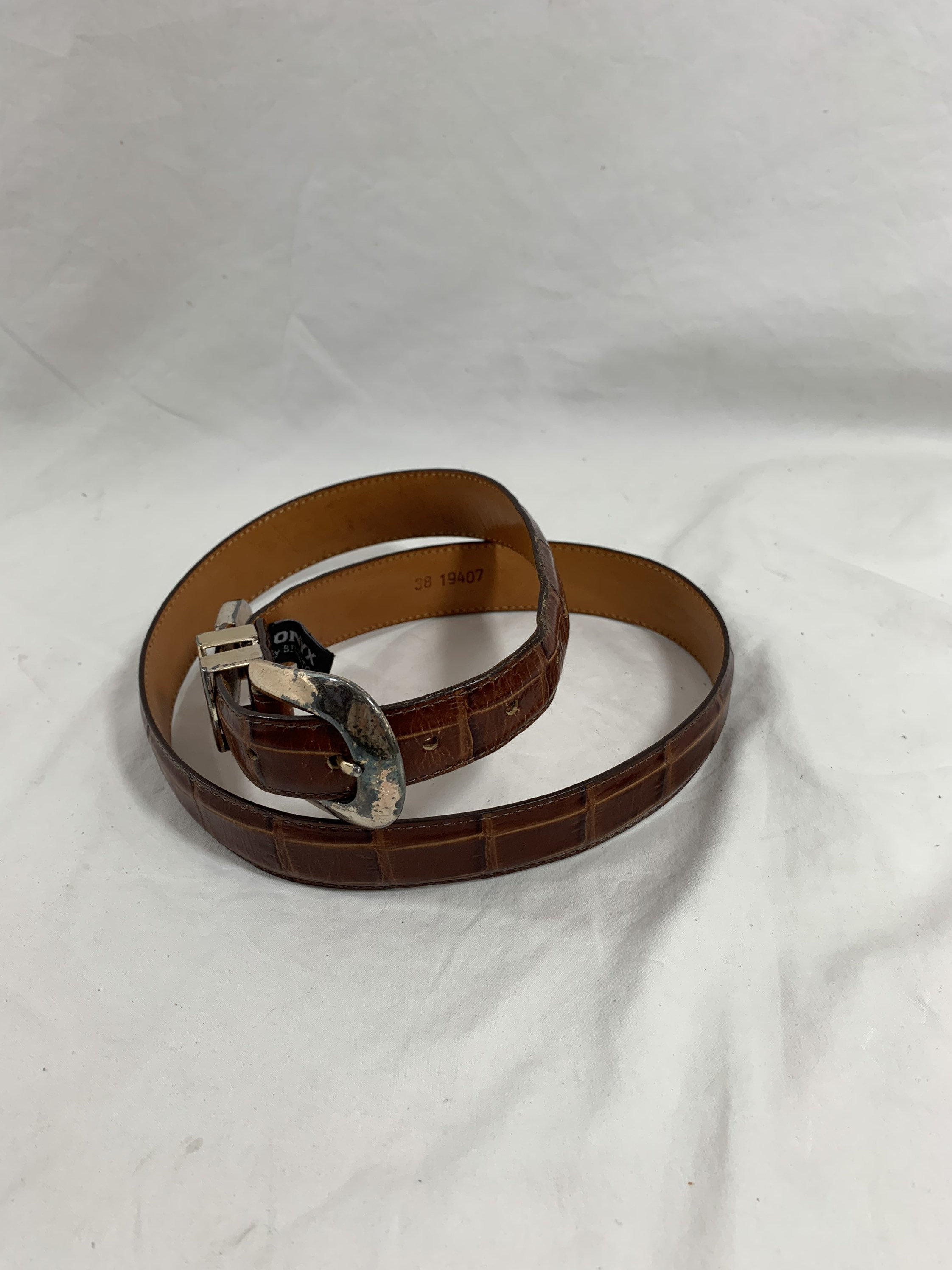Vintage Genuine ONYX by BRIGHTON Brown Leather Belt Unisex Belt