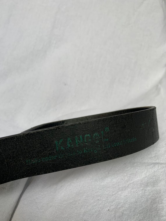 Genuine vintage KANGOL logo black leather belt sm… - image 5