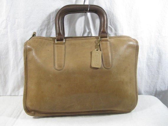 Vintage COACH Tan Leather Briefcase Brief Portfolio 70s Bonnie - Etsy