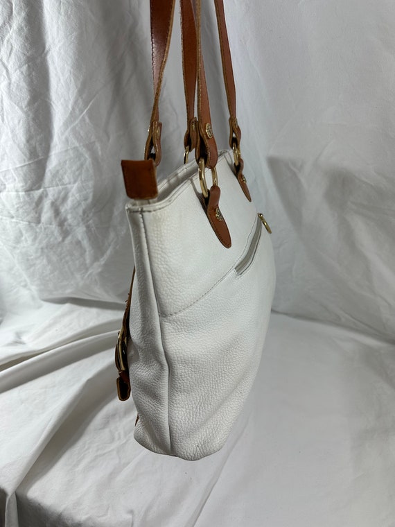 Vintage VALENTINA white tan leather tote bag purse - image 4