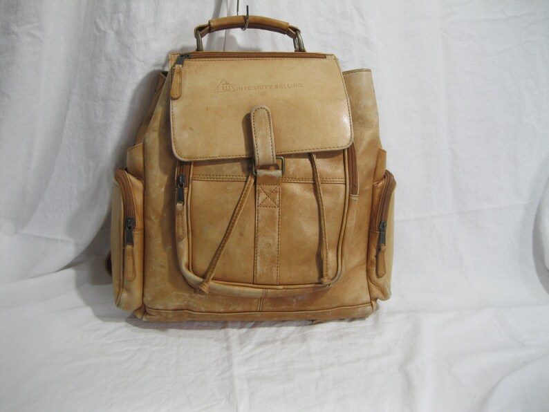 Vintage CLAVA Natural Tan Leather Backpack Rucksack Large | Etsy