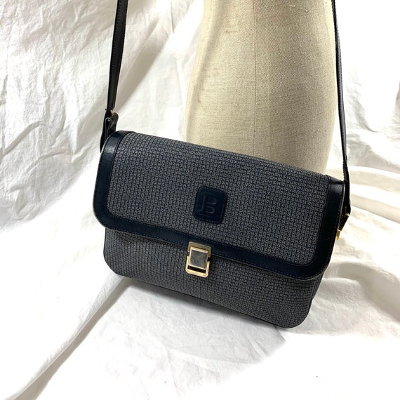 BALLY Shoulder Bag ショルダーバッグ Bally Black Pebbled and Woven Leather Crossbody Shoulder Bag