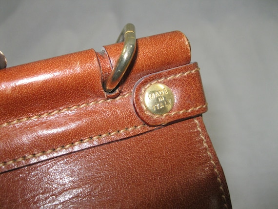 Vintage JUSINA Tan Leather Messenger Bag With Top Handle - Etsy
