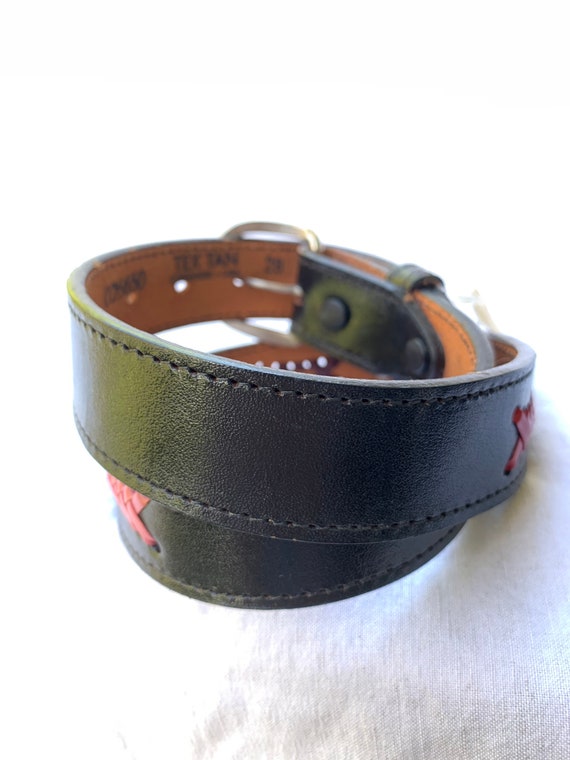 Vintage TEX TAN black hand woven leather belt siz… - image 4