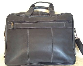 Vintage SAMSONITE black leather briefcase laptop carrier with strap