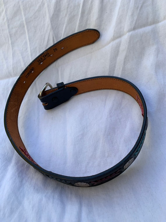 Vintage TEX TAN black hand woven leather belt siz… - image 7