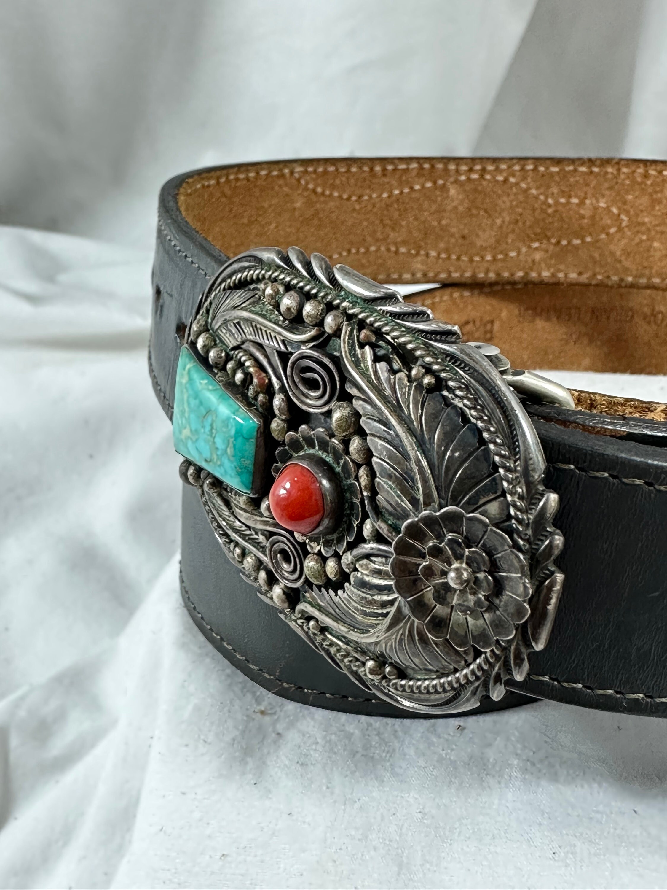 Vintage Native American Belt Women’s One Size Handmade Sterling Silver Hook&Eye Silver Concho Belt In Us Native American Jewelry 1935-Now  main image 3