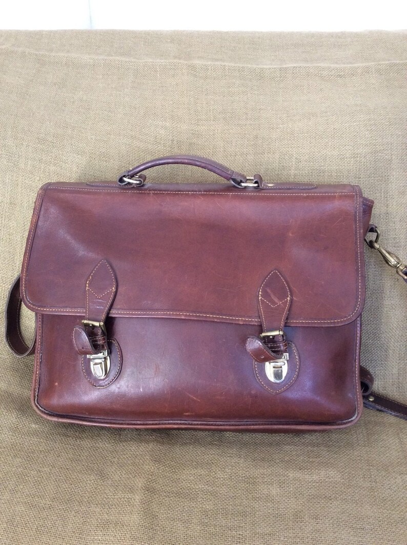 Vintage G H BASS & Co brown leather briefcase messenger bag | Etsy