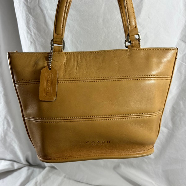 Genuine vintage COACH Tribeca tan leather bucket bag purse small