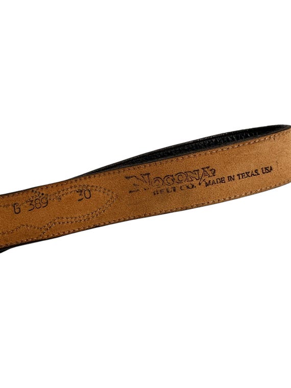 NOCONA Brown/black Leather Belt With Floral Buckle Western  display picture 1