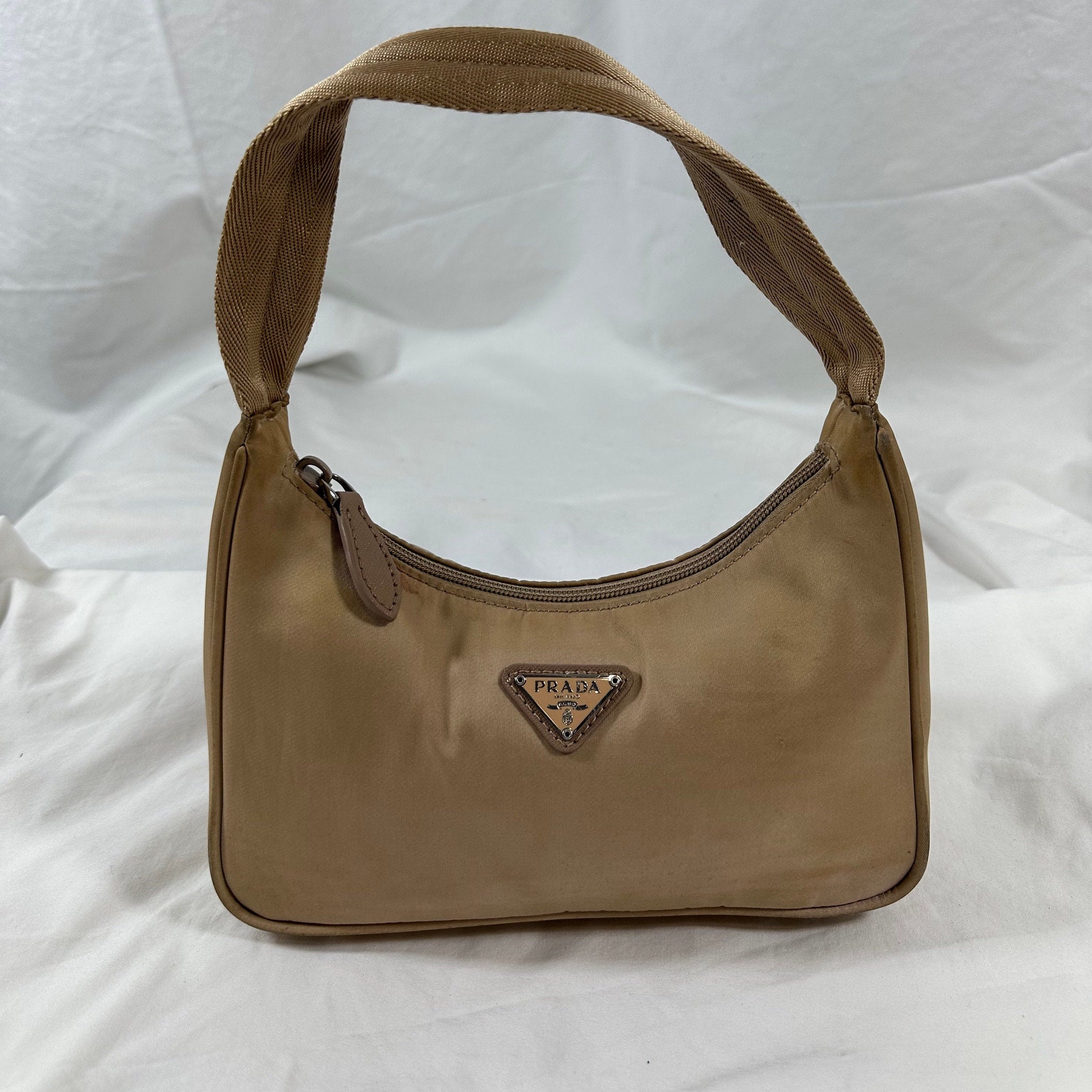 PRADA Triangle Logo Nylon Leather Hobobag Shoulder bag Black Vintage u –  VintageShop solo