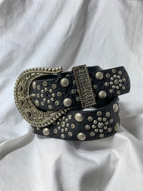 Vintage ladies LEATHEROCK USA jeweled black leathe