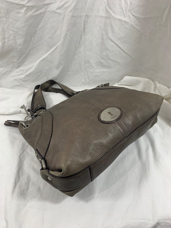 Stunning genuine vintage FOSSIL gray leather tote… - image 5