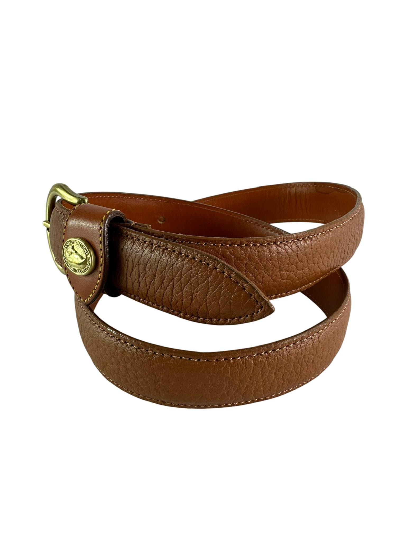 Vintage Dooney & Bourke All-Weather Tan Pebbled Leather Unisex Dress Belt 30-32 Vintage Dooney & Bourke All-weather Tan Pebbled Leather  main image 4