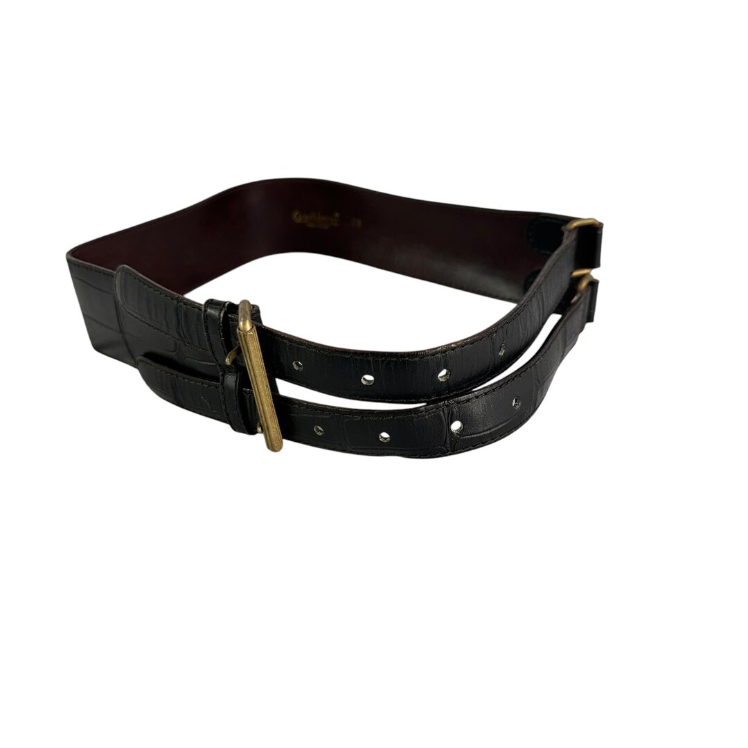 希少な80年代ヴィンテージ ジャンニ・ヴェルサーチ ブラック本革ベルト