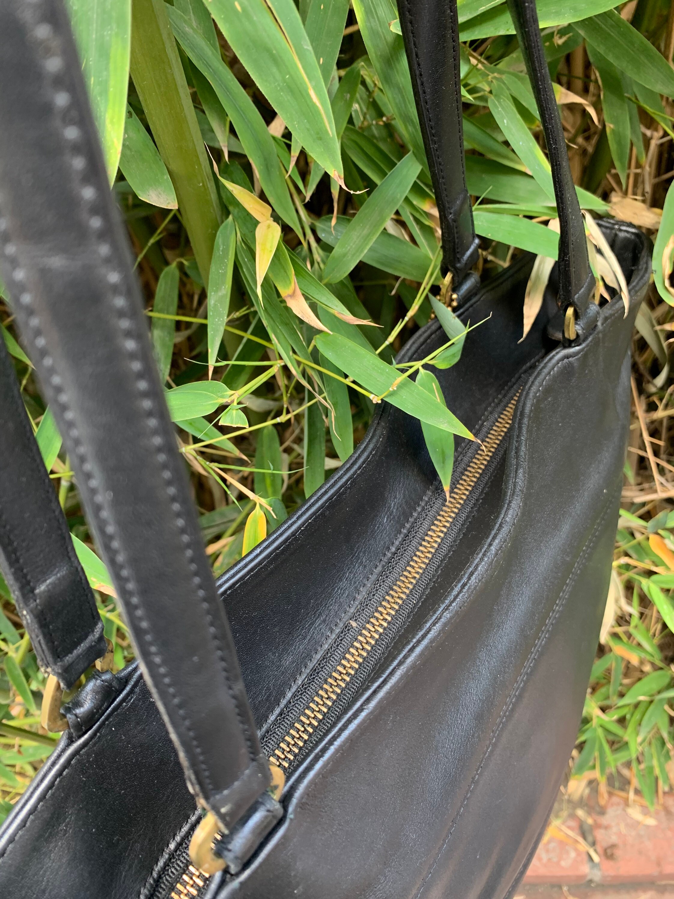 Genuine Vintage COACH 9094 Black Leather Tote Bag Work School