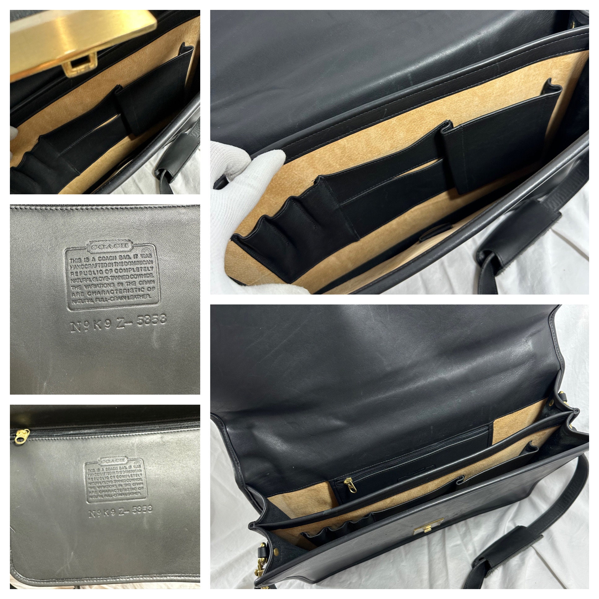 バッグ Coach Vintage Attache Case Black Vtg. Coach Black Leather Attaché - Etsy