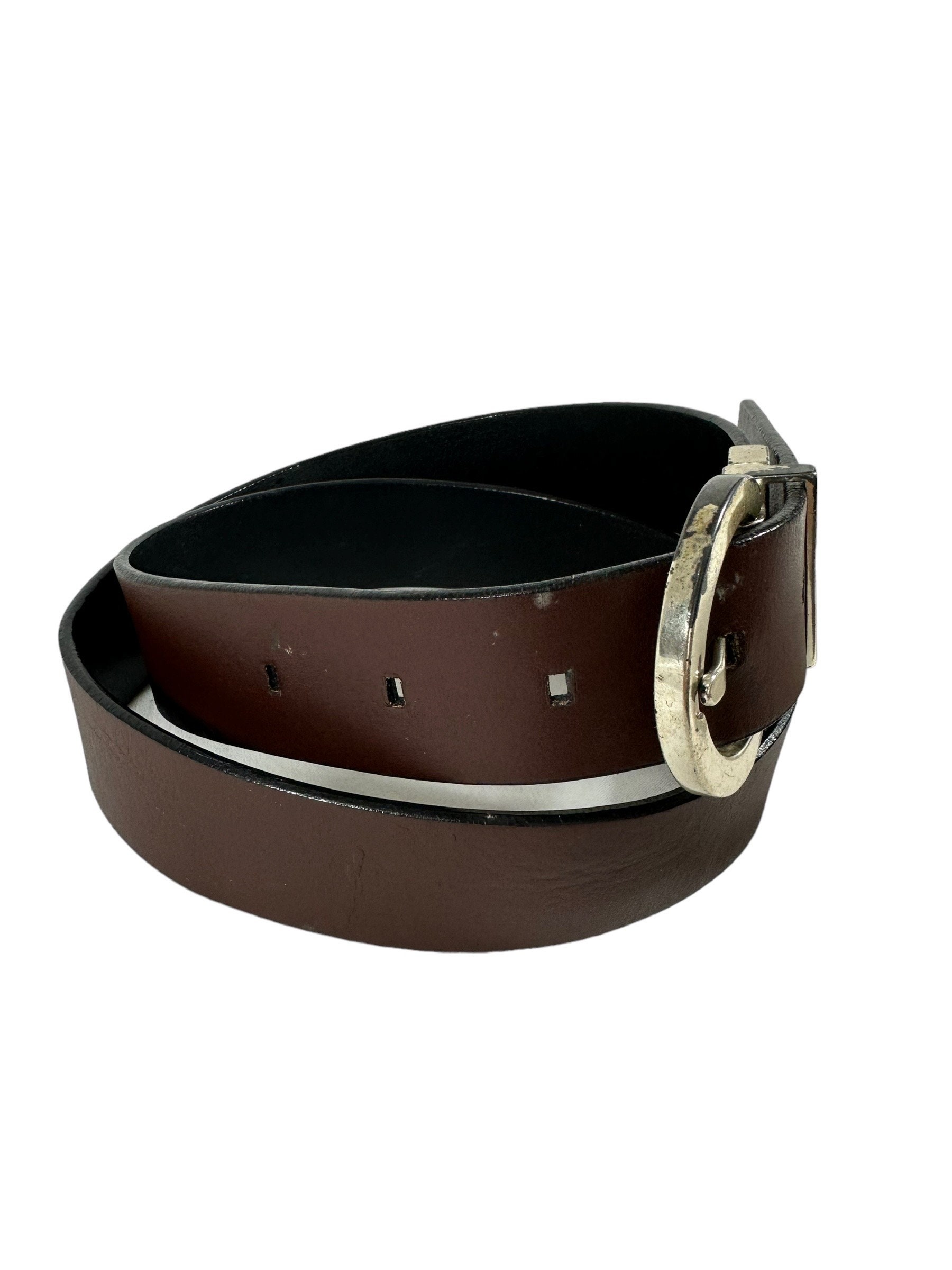 Vintage Genuine Calvin Klein Black Brown Leather Belt Medium  display picture 1