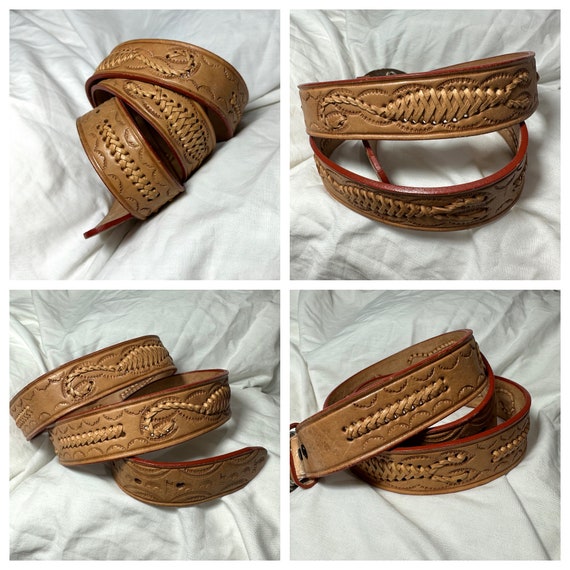 Vintage scorpion buckle with tan leather braided … - image 9