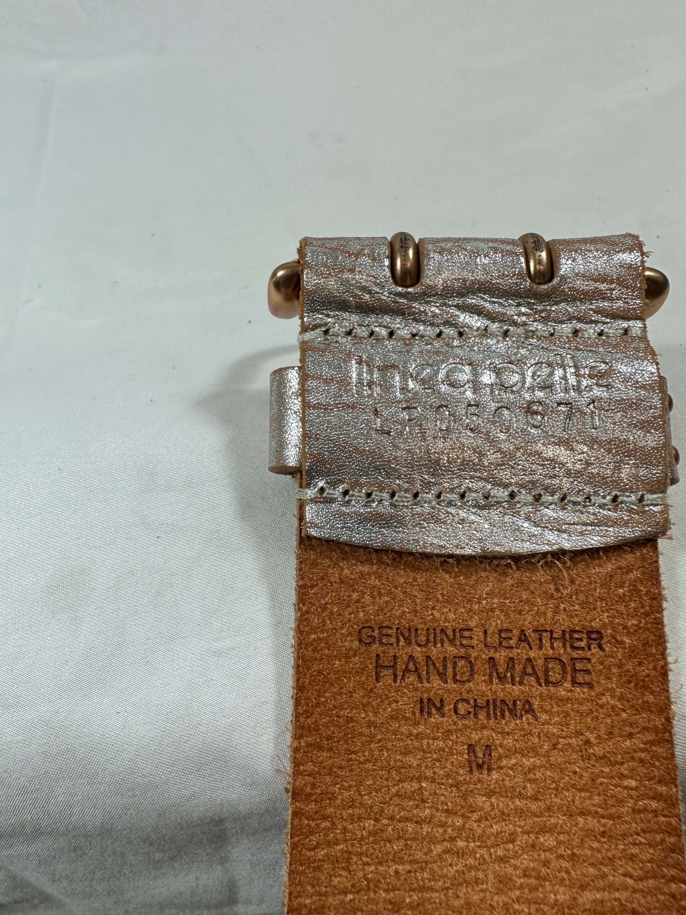 Vintage Hand Made LINEA PELLE Leather Belt With Studs Medium 