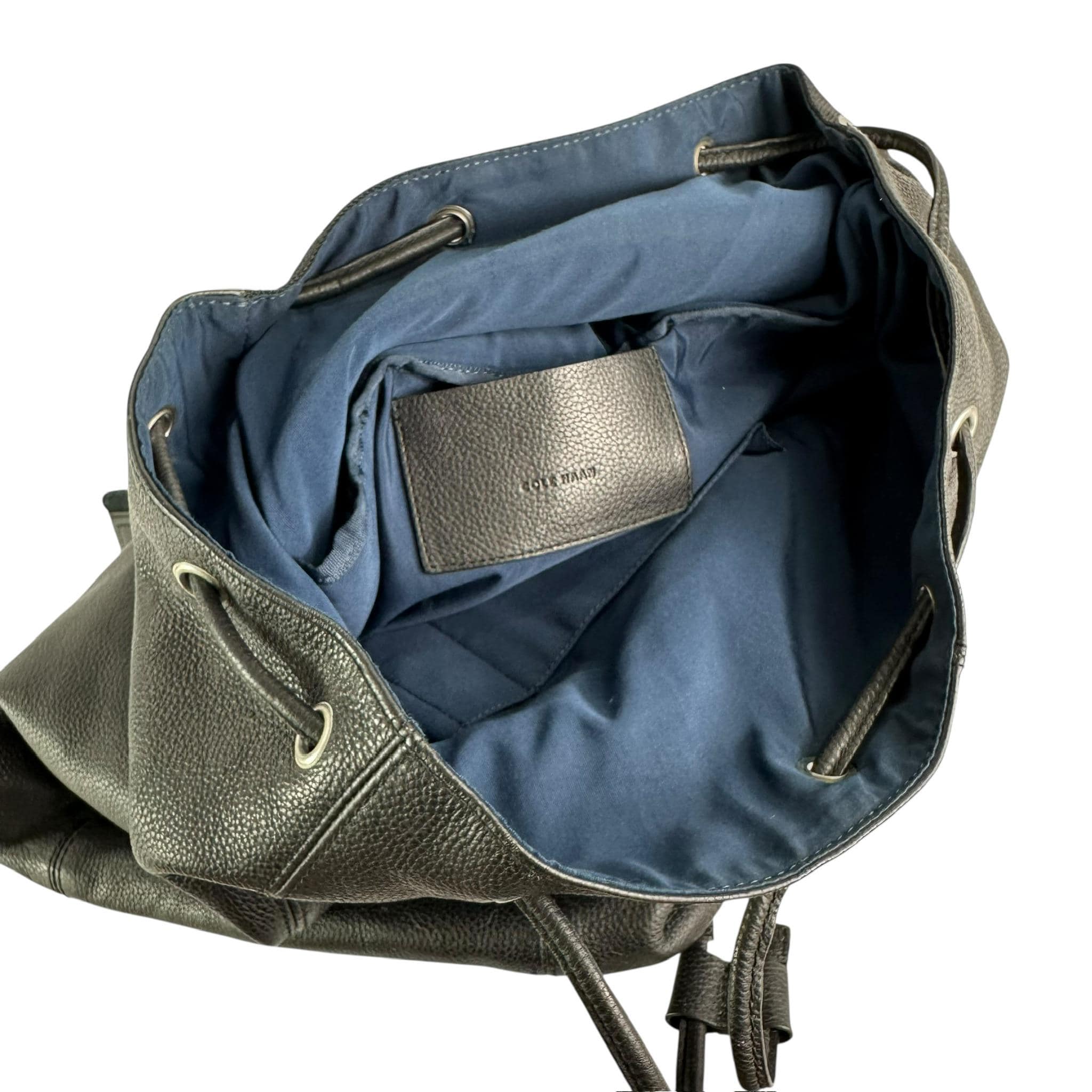 {Cole Haan} vintage drawstring backpack Vintage COLE HAAN Black Pebbled Drawstring Leather Front  main image 2