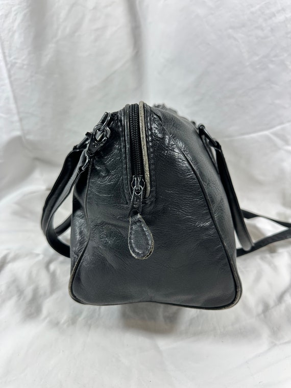 Genuine vintage SIMON black leather shoulder bag … - image 6