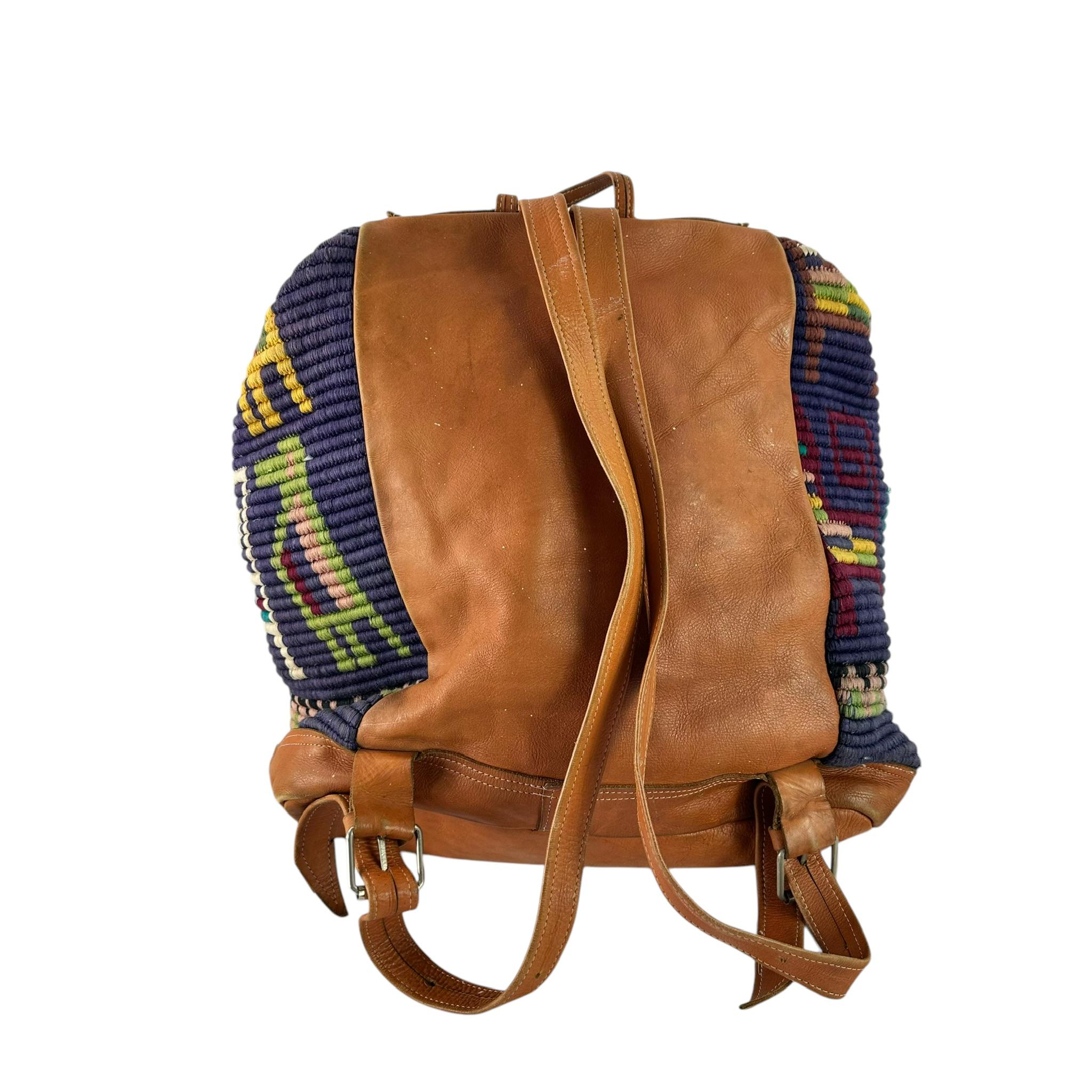 Genuine Vintage Large Boho Leather Backpack Rucksack  display picture 2