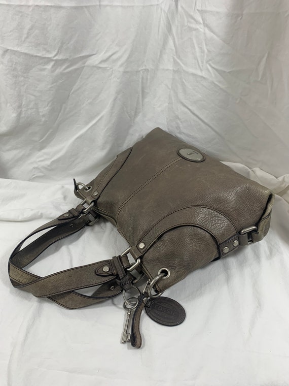 Stunning genuine vintage FOSSIL gray leather tote… - image 7