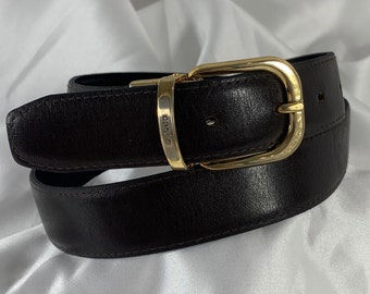 80s Pierre Cardin PC Logo Buckle Leather Belt | Reversible Black Brown Spain Pierre Cardin | Accessories | Pierre Cardin Soft Genuine  main image 3