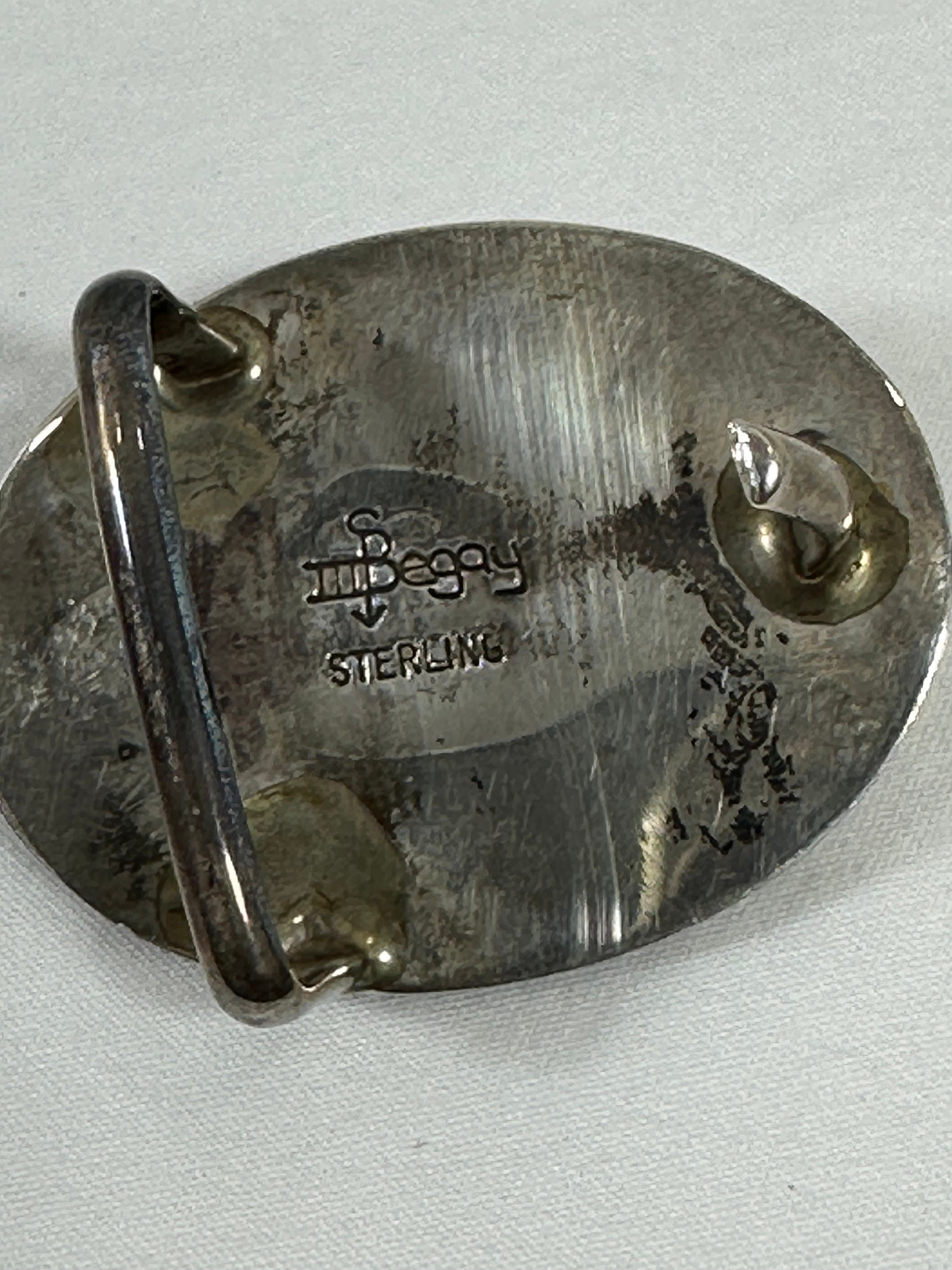 Vintage Sterling Silver Native American Oval Concho Leather  display picture 3