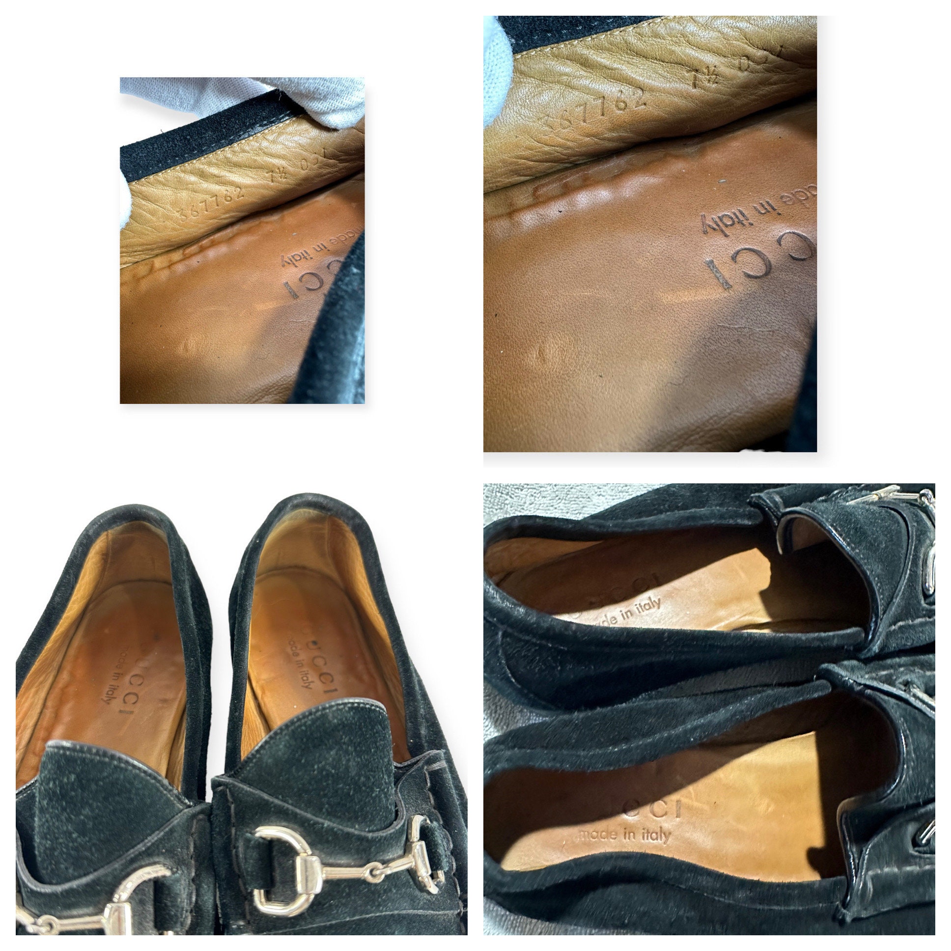メンズ 正規品 GUCCI ブラック スエードレザー ホースビットローファー