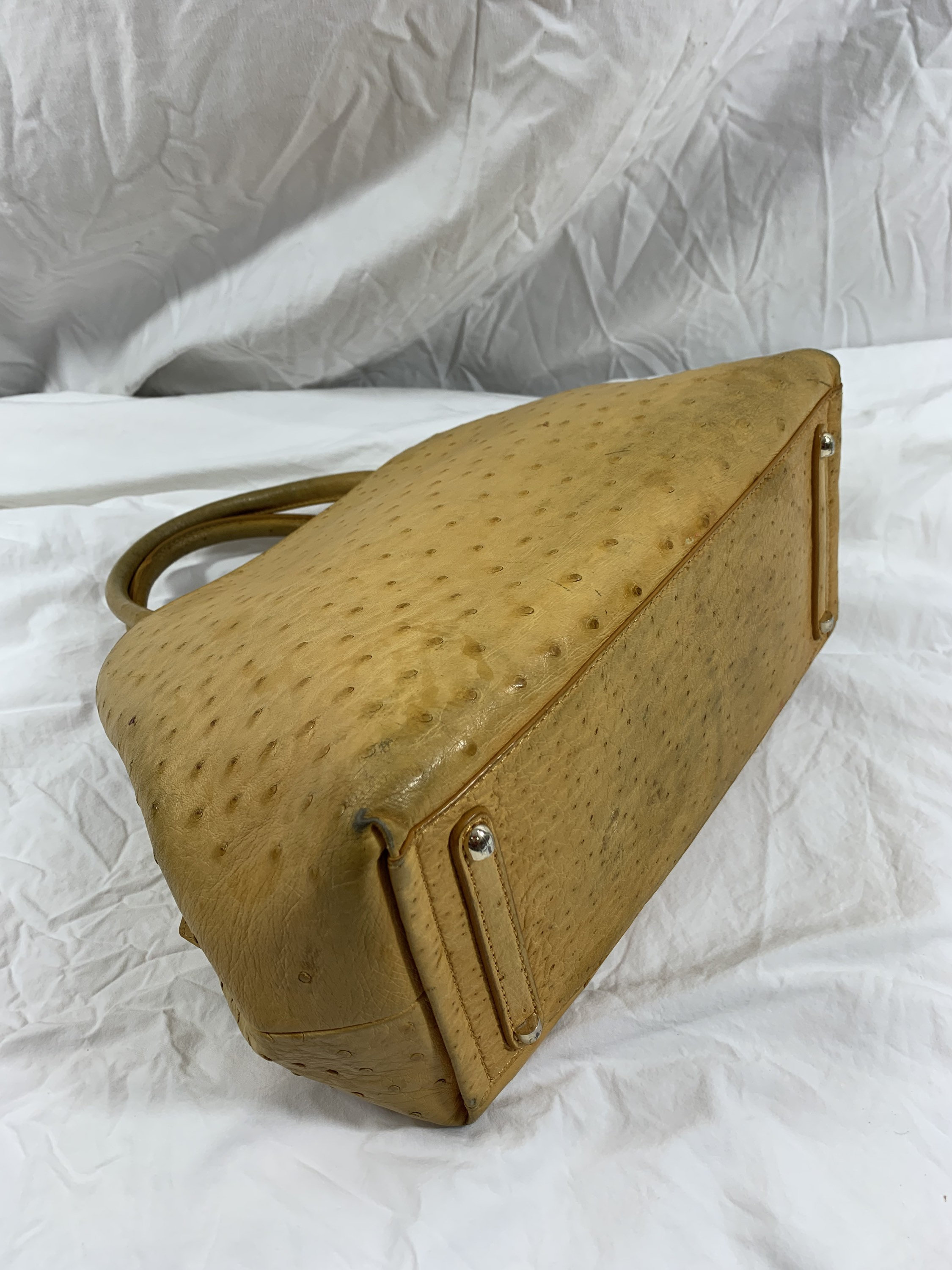 DISSONA Vintage Ostrich Skin Satchel Bag Purse