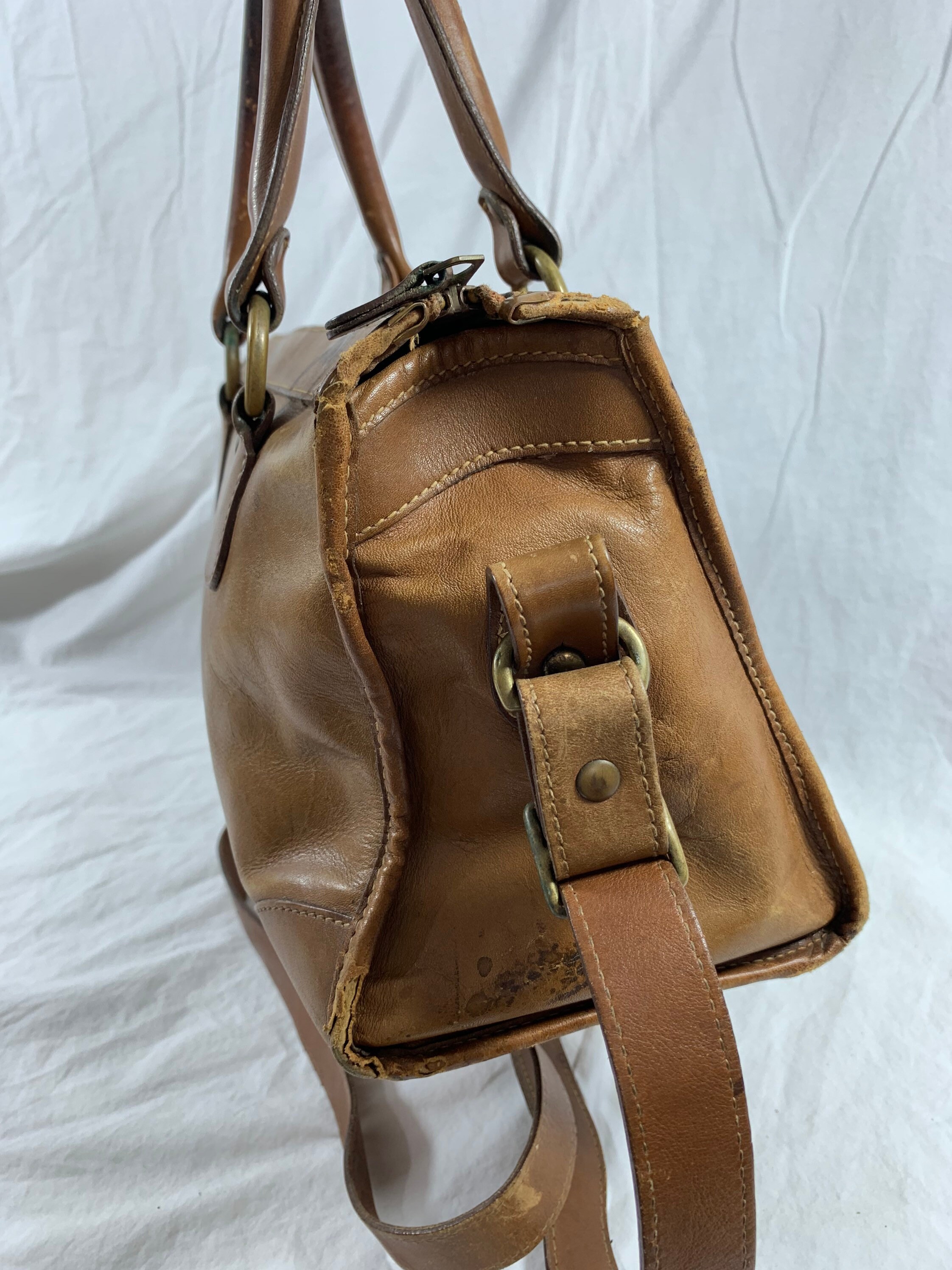 Vintage Genuine Ghurka No 16 the Keeper Tan Leather Satchel Bag