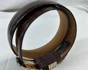 Vintage Brighton brown leather belt with croc pattern 32 medium unisex Vintage Brighton brown leather belt with croc pattern 32  main image 4