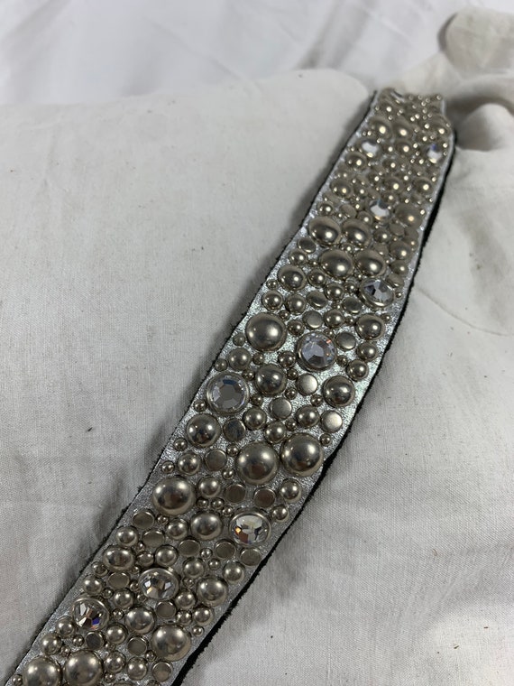 Vintage unisex SKY brand jeweled metallic silver … - image 8