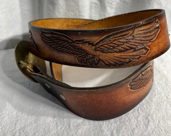 Vintage Genuine Tooled Leather Belt Size 36 With Aminco  display picture 3