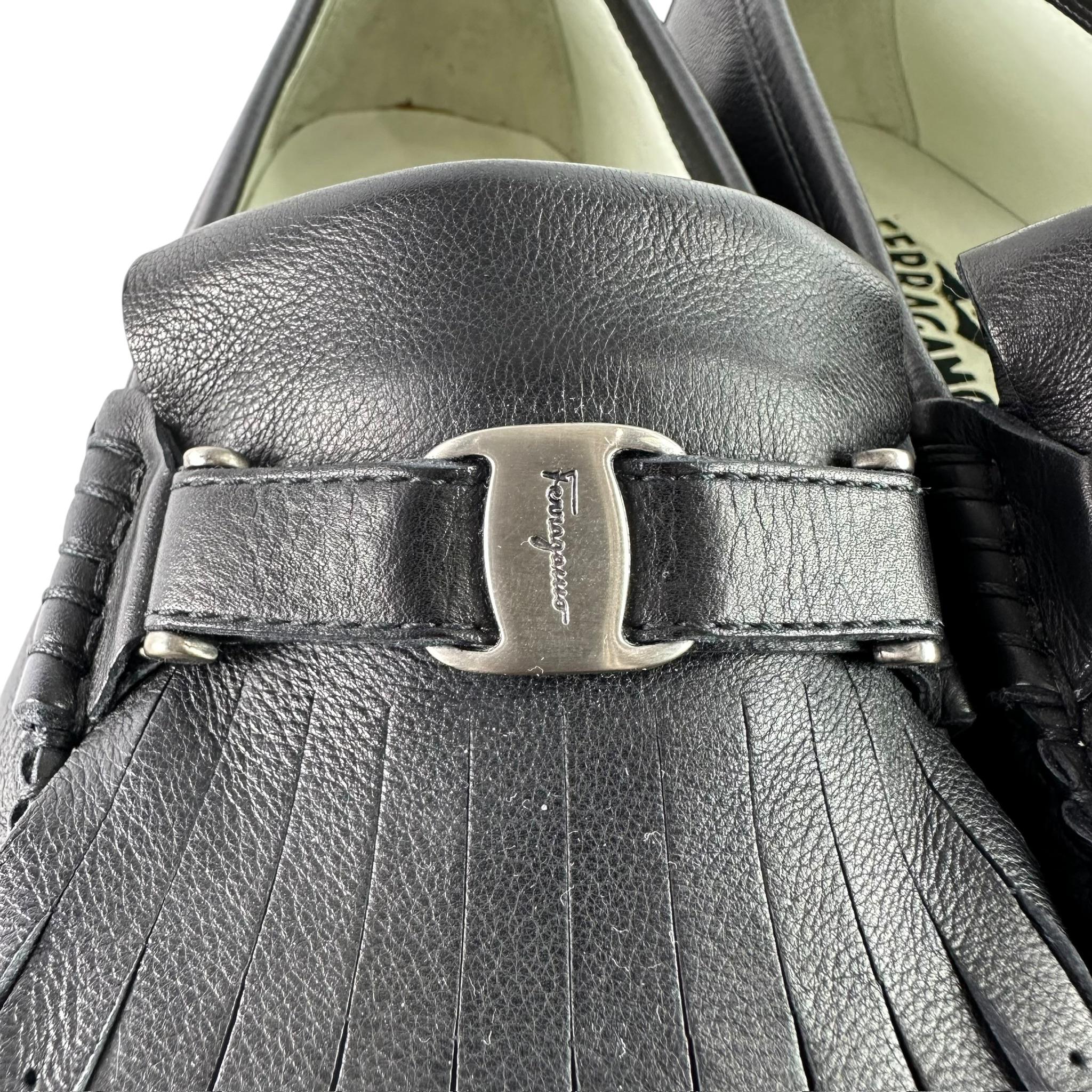Rare Vintage SALVATORE FERRAGAMO Diamond Black Leather Loafers Shoes 10.5 D Rare Vintage SALVATORE FERRAGAMO Diamond Black Leather  main image 2