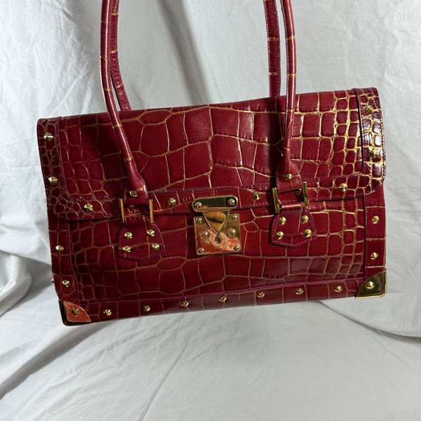 Genuine vintage NORDSTROM croc pattern leather shoulder bag purse