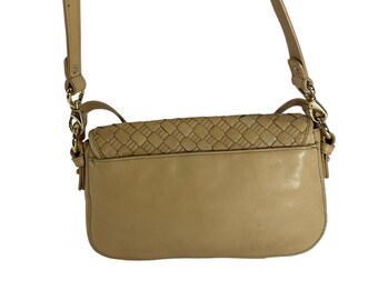 Vintage COLE HAAN Beige Leather Woven Shoulder Bag Crossbody  display picture 1