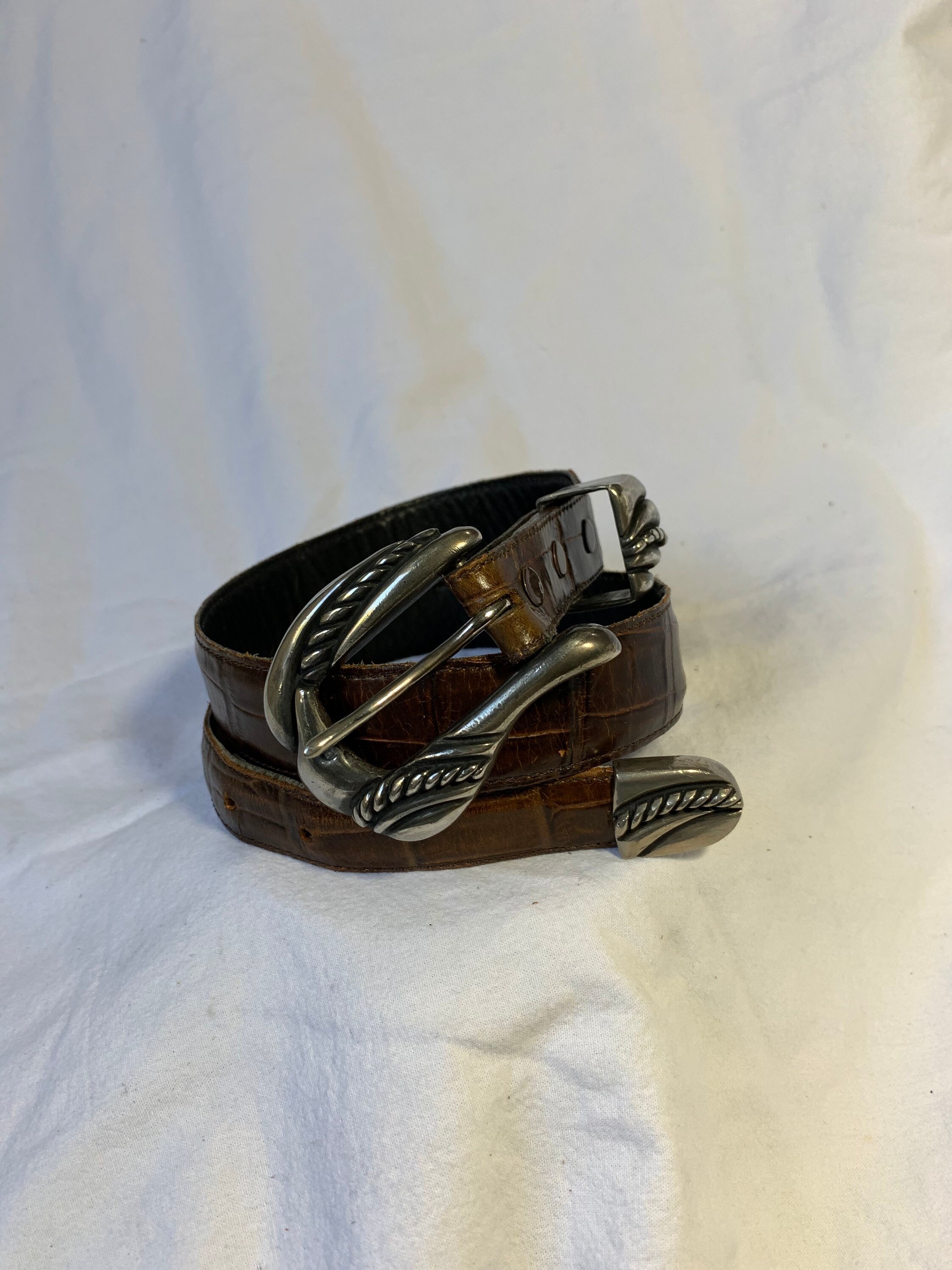 Vintage VICENZA Sport Tan Croc Embossed Italian Calfskin 