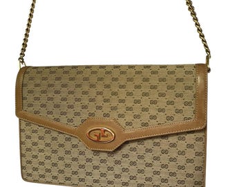 Gucci Vintage GG Logo Sherry Line Clutch Bag - Etsy